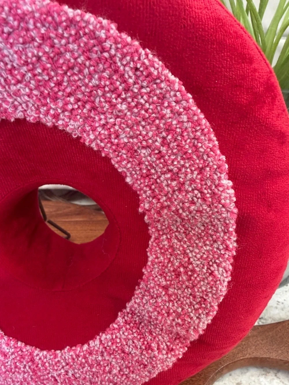 XO Plush Decorative Pillow - Red with Light Pink Chenille Accent- Set of 3